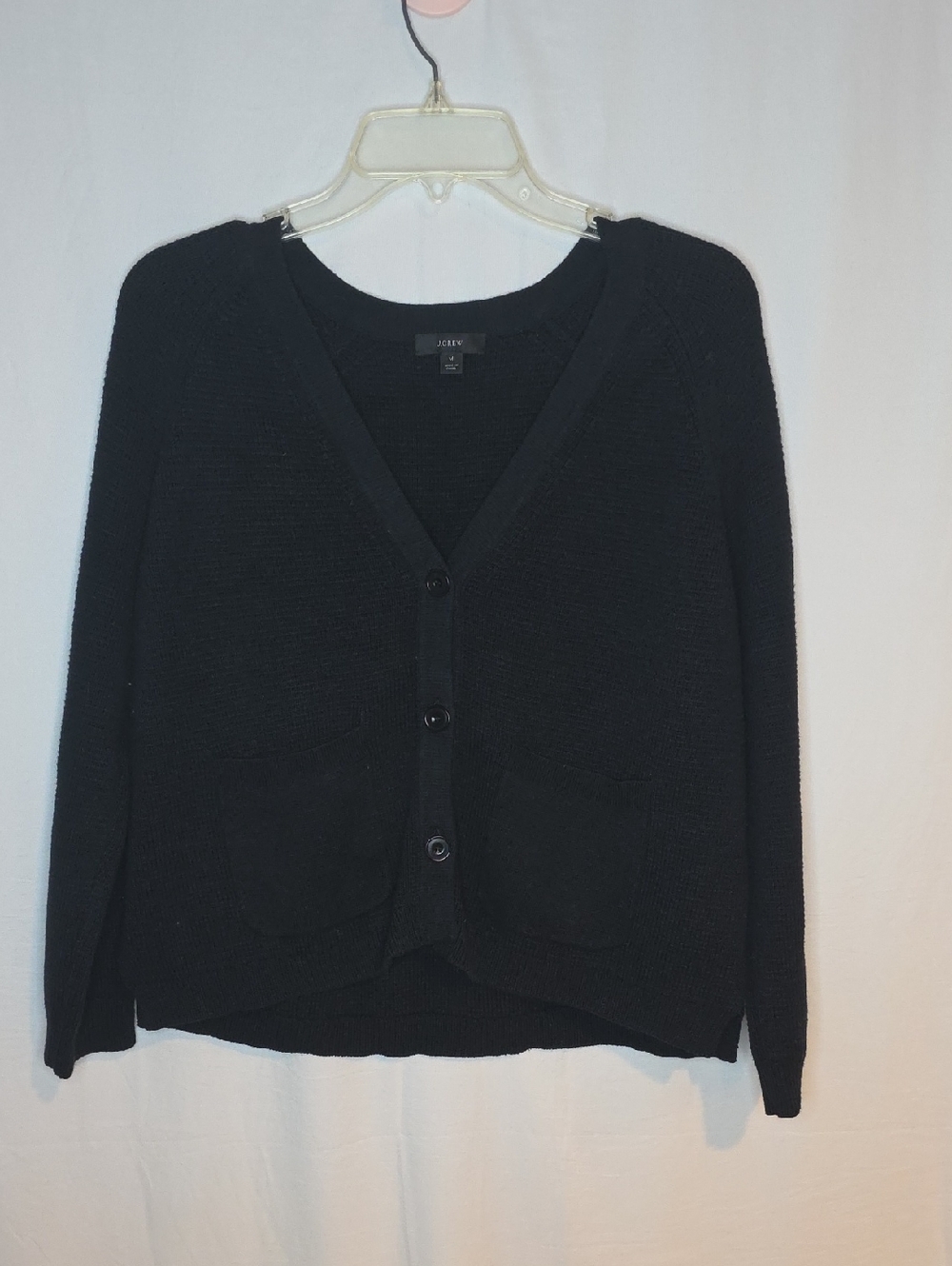 J. Crew Black V-Neck Button Front Cardigan